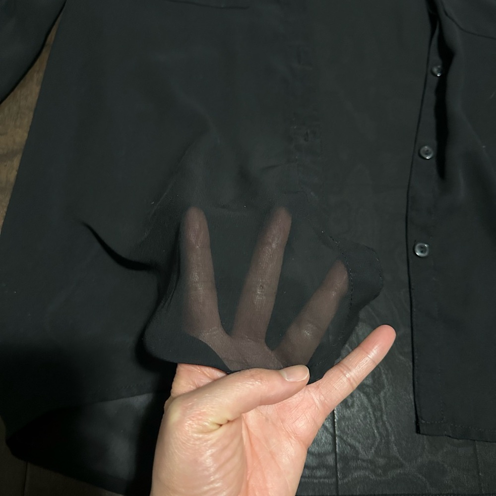 Forever 21 Black Sheer See-Through Button-Down Blouse - Size Small - Picture 3 of 7